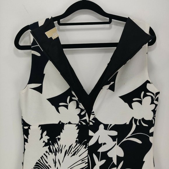 Michael Kors Collection Italy Size 10 Sheath Dress Lined Floral White Black - Picture 7 of 12